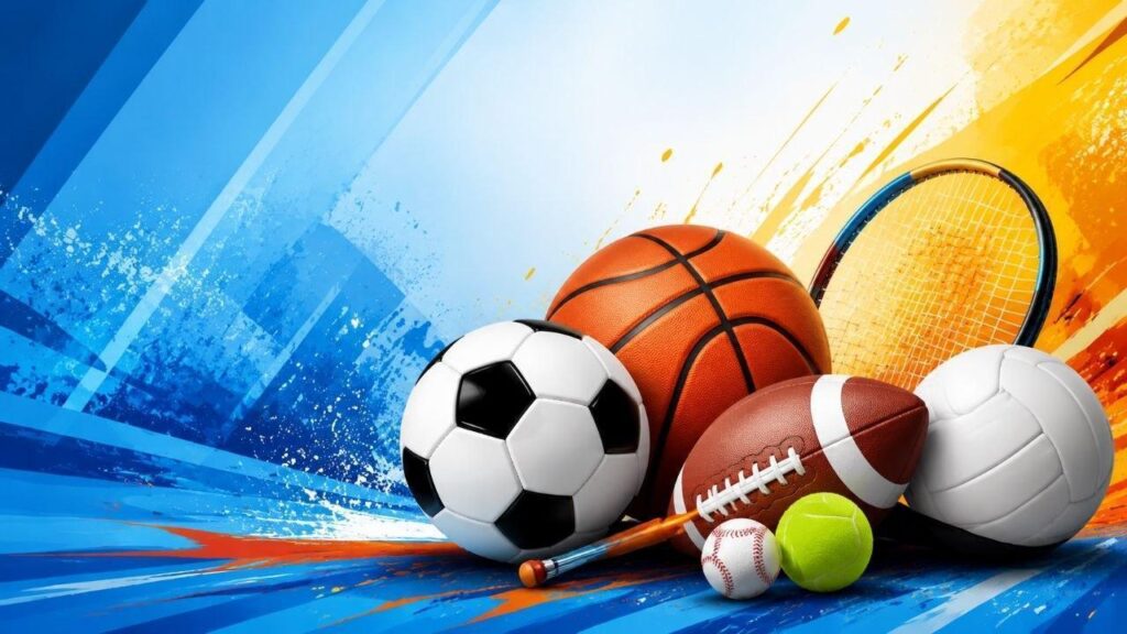Various sports balls and equipment